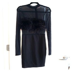 Little Black feather dress